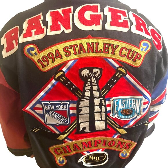 1994 NHL Rangers Stanley Cup Champions Jacket XL Jeff Hamilton Coat Black/Red - Picture 2 of 16